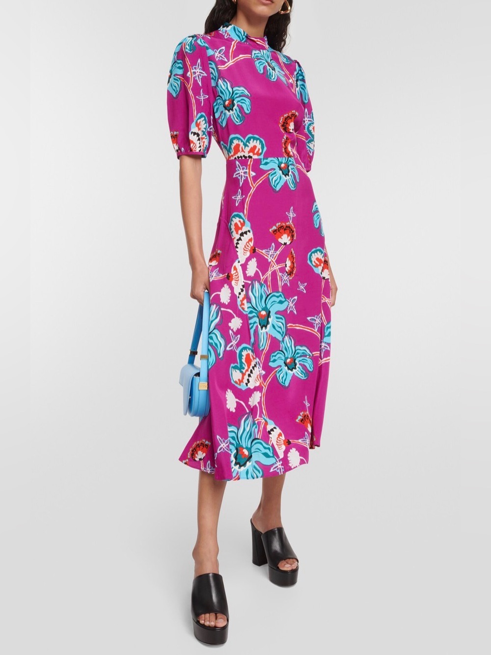 Diane Von Furstenberg Purple Floral Print Dress M